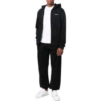 Off-White Bărbați FW22 Twill Logo imprimat Fermoar Croială largă Negru