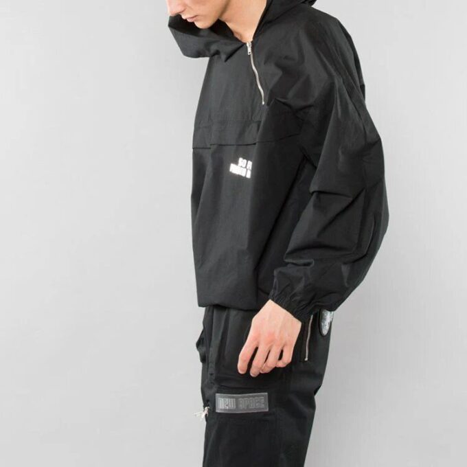 Off-White Bărbați Imprimeu cu model Fermoar Diagonal Croială largă Negru