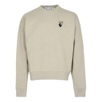 Off-White Bărbați Logo Săgeată Imprimat Guler Rotund Mâneci Lungi Kaki