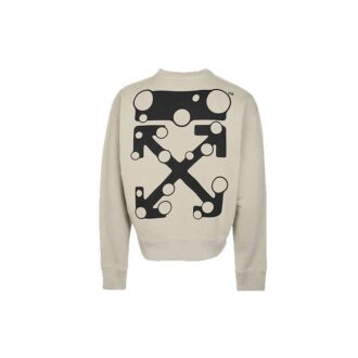 Off-White Bărbați Logo Săgeată Imprimat Guler Rotund Mâneci Lungi Kaki