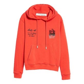 Off-White Bărbați Mona Lisa Imprimare Loose Fit Roșu