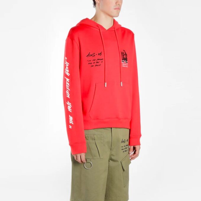 Off-White Bărbați Mona Lisa Imprimare Loose Fit Roșu