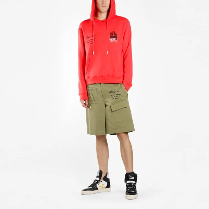 Off-White Bărbați Mona Lisa Imprimare Loose Fit Roșu