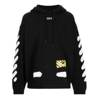 Off-White Bărbați Splash Ink Graffiti Stripe Negru
