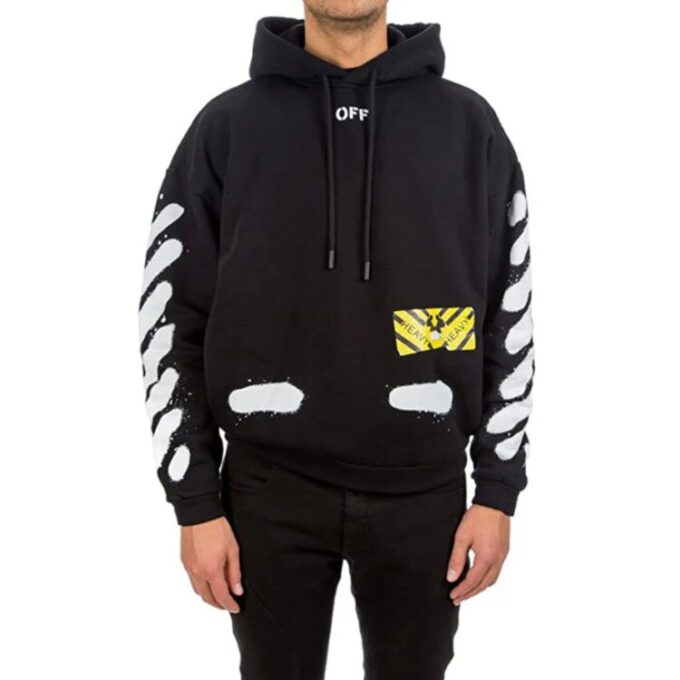 Off-White Bărbați Splash Ink Graffiti Stripe Negru