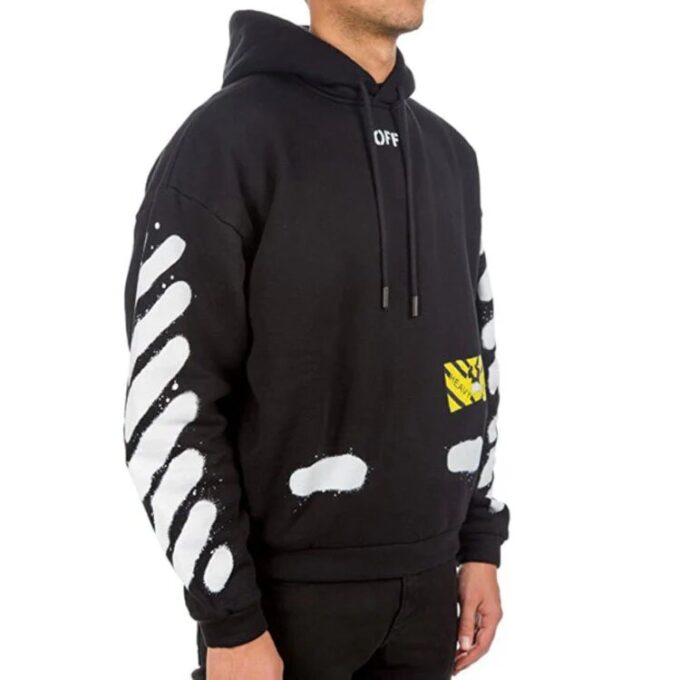 Off-White Bărbați Splash Ink Graffiti Stripe Negru