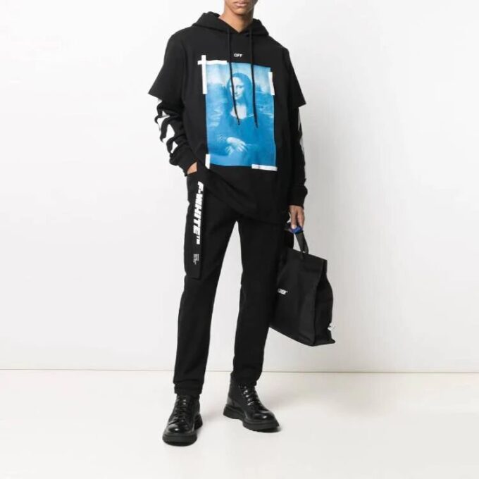 Off-White Bărbați SS21 Imprimare Mona Lisa Negru
