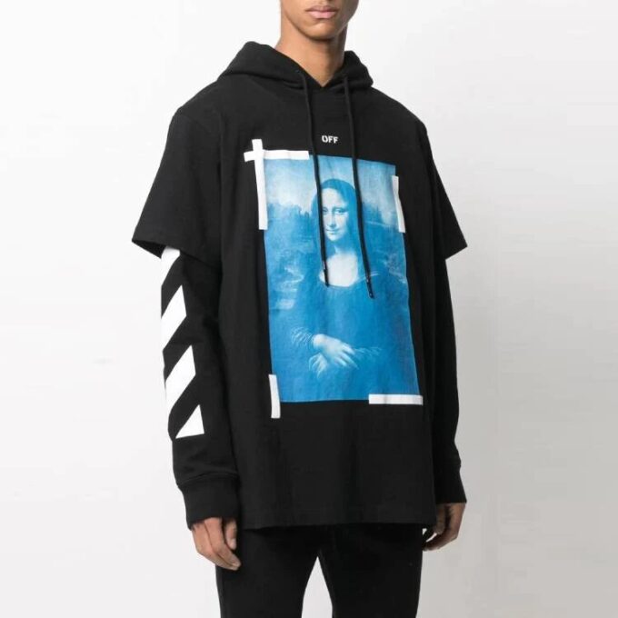 Off-White Bărbați SS21 Imprimare Mona Lisa Negru