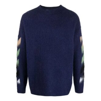 Off-White Bărbați SS21 Tricou cu dungi, model intarsia, albastru Off-White Bărbați SS21 Tricou cu dungi, model intarsia, albastru