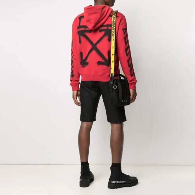 Off-White Bărbați SS21 Twill cu imprimeu logo, croială largă, roșu