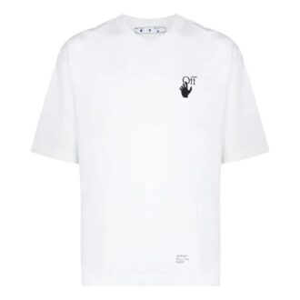 Off-White Bărbați SS22 Caravaggio model cu săgeți și logo imprimat, tricou alb cu guler rotund și mâneci scurte Off-White Bărbați SS22 Caravaggio model cu săgeți și logo imprimat, tricou alb cu guler rotund și mâneci scurte