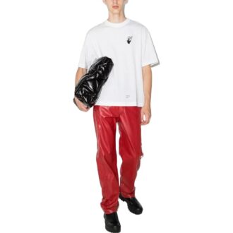 Off-White Bărbați SS22 Caravaggio model cu săgeți și logo imprimat, tricou alb cu guler rotund și mâneci scurte Off-White Bărbați SS22 Caravaggio model cu săgeți și logo imprimat, tricou alb cu guler rotund și mâneci scurte