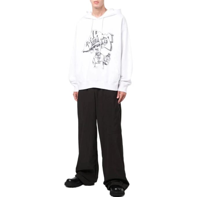 Off-White Bărbați SS22 Cu imprimeu graffiti Șnur Croială largă Alb