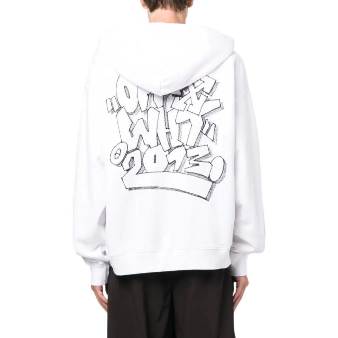 Off-White Bărbați SS22 Cu imprimeu graffiti Șnur Croială largă Alb