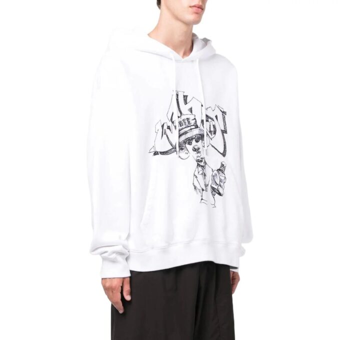 Off-White Bărbați SS22 Cu imprimeu graffiti Șnur Croială largă Alb