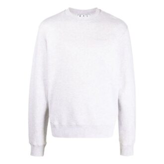 Off-White Bărbați SS22 Culoare solidă cu imprimeu în dungi, guler rotund, mâneci lungi, alb Off-White Bărbați SS22 Culoare solidă cu imprimeu în dungi, guler rotund, mâneci lungi, alb
