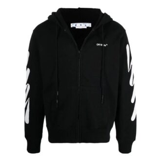 Off-White Bărbați SS22 Dungi diagonale imprimate Jachetă cu fermoar Versiune Negru Off-White Bărbați SS22 Dungi diagonale imprimate Jachetă cu fermoar Versiune Negru