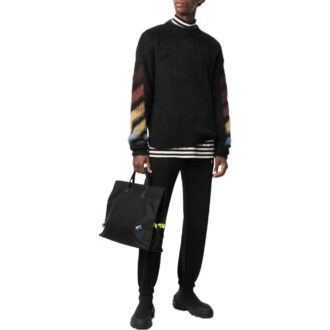 Off-White Bărbați SS22 Dungi diagonale Pantaloni sport casual/pantaloni/joggers, versiune negru Off-White Bărbați SS22 Dungi diagonale Pantaloni sport casual/pantaloni/joggers, versiune negru