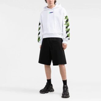 Off-White Bărbați SS22 Pantaloni Scurți casual cu imprimeu logo Arrows, croială largă, negru Off-White Bărbați SS22 Pantaloni Scurți casual cu imprimeu logo Arrows, croială largă, negru