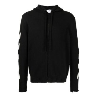 Off-White Bărbați SS22 Spate Logo clasic imprimat Fermoar Cu glugă Mâneci lungi Versiune obișnuită Negru Off-White Bărbați SS22 Spate Logo clasic imprimat Fermoar Cu glugă Mâneci lungi Versiune obișnuită Negru