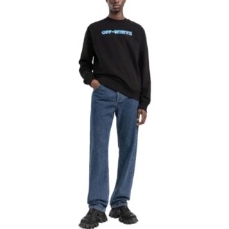 Off-White Bărbați SS22 Tricou cu guler rotund și logo cu model de săgeți, negru Off-White Bărbați SS22 Tricou cu guler rotund și logo cu model de săgeți, negru