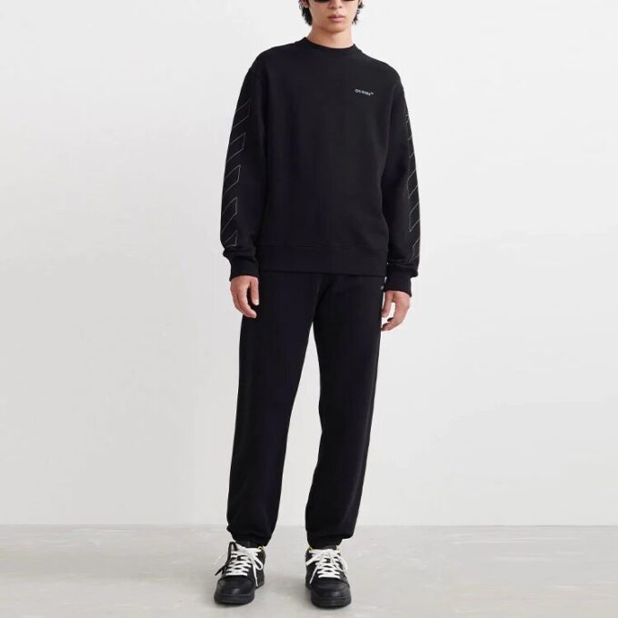 Off-White Bărbați SS22 Tricou cu imprimeu, guler rotund, negru