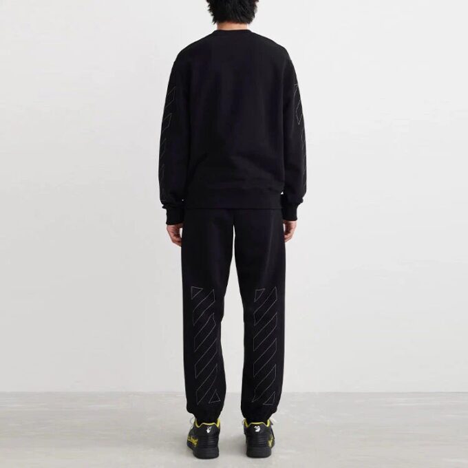 Off-White Bărbați SS22 Tricou cu imprimeu, guler rotund, negru
