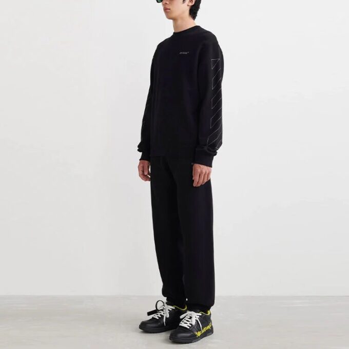 Off-White Bărbați SS22 Tricou cu imprimeu, guler rotund, negru