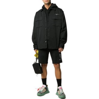 Off-White Bărbați SS22 Tricou cu mâneci lungi și glugă, imprimat, culoare solidă, negru Off-White Bărbați SS22 Tricou cu mâneci lungi și glugă, imprimat, culoare solidă, negru