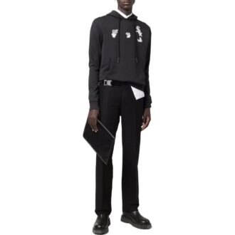 Off-White Bărbați SS22 Versiune cu mâneci lungi și glugă, cu imprimeu, negru