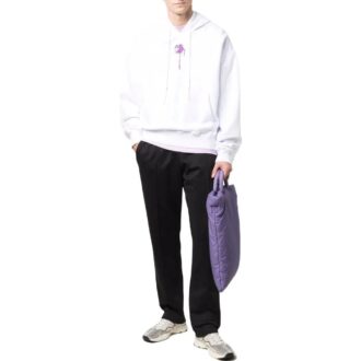 Off-White Cămașă pentru bărbați SS22 cu mâneci lungi, cu glugă și imprimeu, versiune pulover, alb