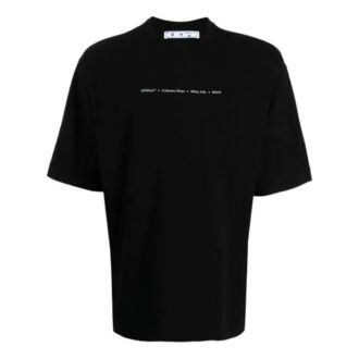 Off-White Men’s FW21 Arrow Pattern Alphabet Loose Fit Black T-Shirt