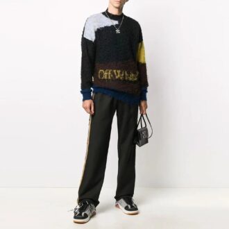 Off-White Men’s Logo Side Stripe Sports Pants/Trousers/Joggers Loose Fit Black