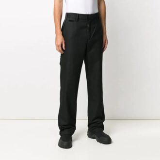 Off-White Men’s Multiple Pockets Straight Solid Color Casual Long Pants/Trousers Black