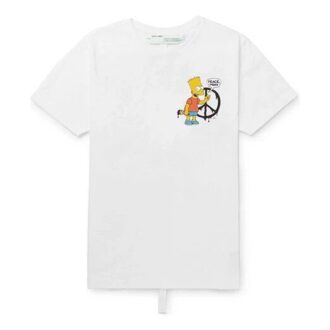 Off-White Men’s x The Simpsons/ The Simpsons Crossover Printing Pantaloni Scurți Ordinary Version White T-Shirt