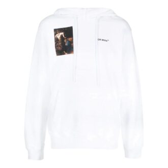 Off-White Pantaloni bărbați FW22 cu imprimeu cu personaje, croială largă, albi