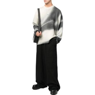 Off-White Pantaloni casual drepți pentru bărbați SS22, culoare solidă, croială largă, negru