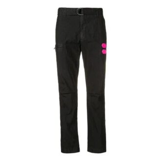 Off-White Pantaloni casual lungi pentru bărbați, talie D, croială slim, negru