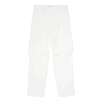 Off-White Pantaloni casual pentru bărbați FW22, culoare solidă, croială largă, albi