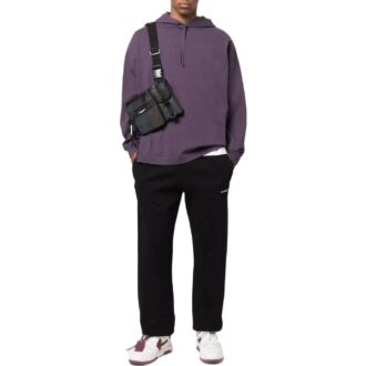 Off-White Pantaloni casual sport pentru bărbați SS22, culoare solidă, cu imprimeu logo, versiune joggers, negru