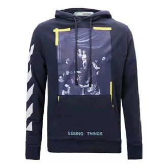 Off-White Pantaloni de pictură pentru bărbați, albastru marin
