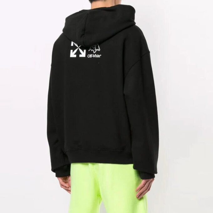 Off-White Pantaloni pentru bărbați cu imprimeu animal, croială largă, negru