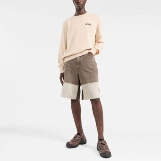 Off-White Pantaloni scurți casual din denim cu talie înaltă și blocuri de culoare pentru bărbați SS22