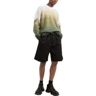Off-White Pantaloni Scurți casual drepți, de culoare solidă, pentru bărbați, FW22, croială largă, negru