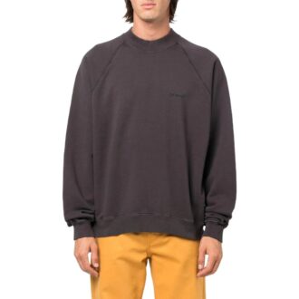 Off-White Pantaloni scurți casual pentru bărbați SS22 cu imprimeu logo pe spate, guler rotund și mâneci lungi, versiune standard, gri închis