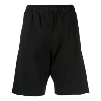 Off-White Pantaloni Scurți drepți pentru bărbați, cu talie elastică și imprimeu pe spate, negri