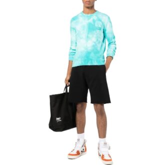 Off-White Pantaloni Scurți drepți pentru bărbați, cu talie elastică și imprimeu pe spate, negri
