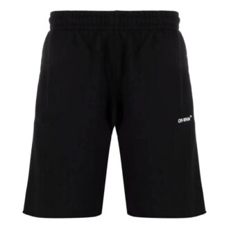 Off-White Pantaloni Scurți drepți pentru bărbați SS22, culoare solidă, cu imprimeu logo, negru