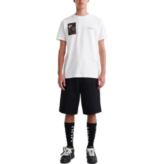 Off-White Pantaloni scurți pentru bărbați SS22, croi drept, cu buzunare mari, culoare solidă, cu cataramă, negru