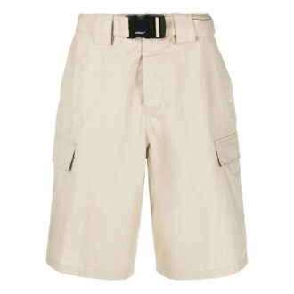 Off-White Pantaloni Scurți pentru bărbați SS22, culoare solidă, talie înaltă, stil minimalist, versiune bermuda, bej